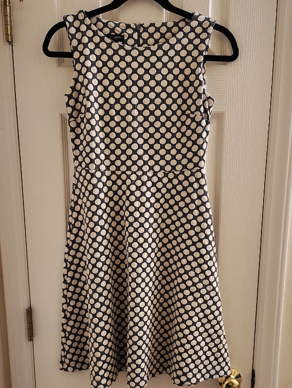 Talbots Black and White Polka Dot Sleeveless Midi Dress